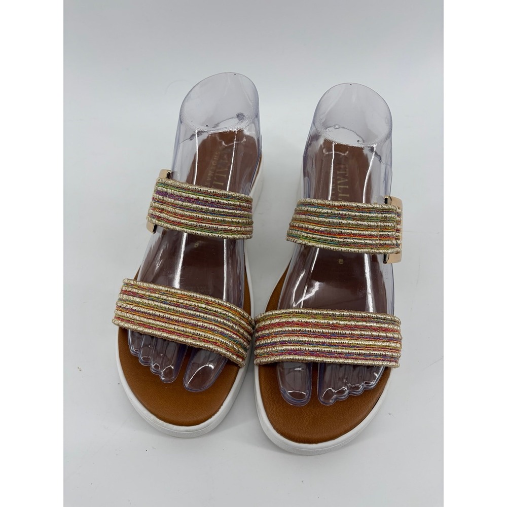 Italian Shoemakers, Made In Italy, Women's Multicolor Striped Buckle Sandal 8